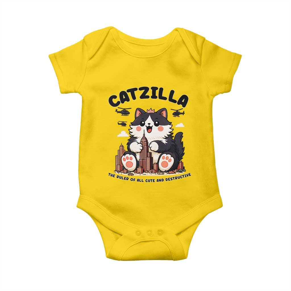 Cute Catzilla Baby Onesie The Ruler Of All Cute And Destructive Funny - Wonder Print Shop