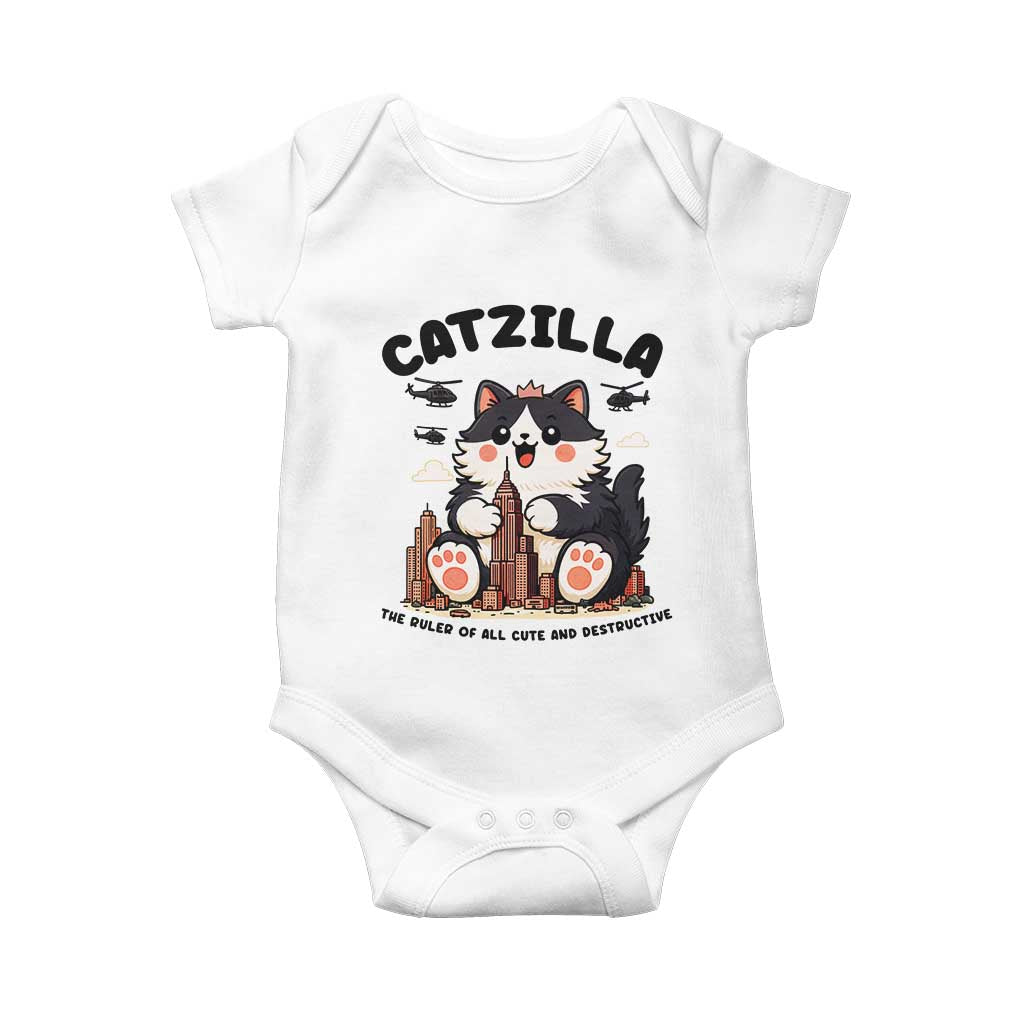 Cute Catzilla Baby Onesie The Ruler Of All Cute And Destructive Funny - Wonder Print Shop