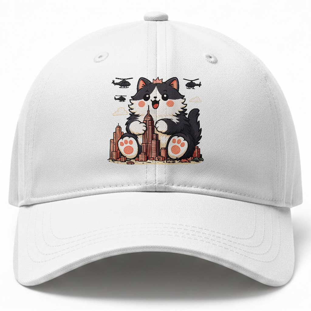 Funny Giant Cat Monster Invades City Baseball Cap Cat Lover Gift