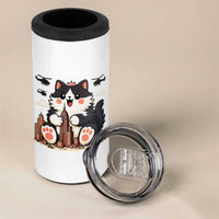 Cute Catzilla 4 in 1 Can Cooler Tumbler The Ruler Of All Cute And Destructive Funny