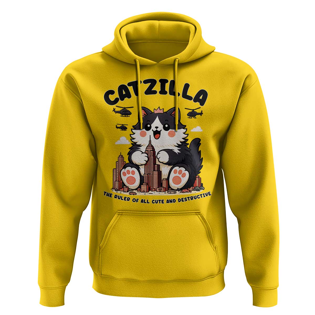 Cute Catzilla Hoodie The Ruler Of All Cute And Destructive Funny - Wonder Print Shop