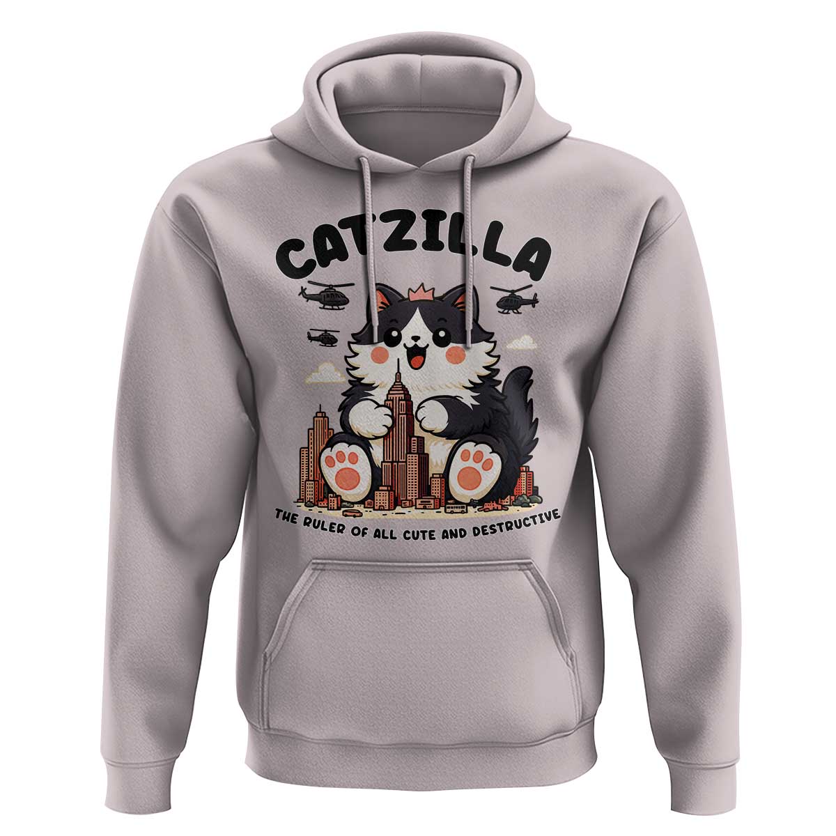 Cute Catzilla Hoodie The Ruler Of All Cute And Destructive Funny - Wonder Print Shop