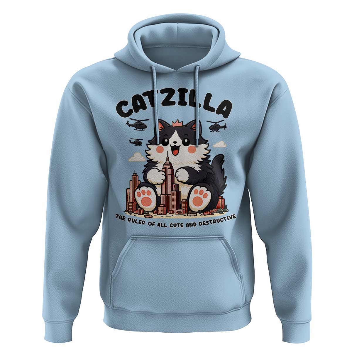 Cute Catzilla Hoodie The Ruler Of All Cute And Destructive Funny - Wonder Print Shop