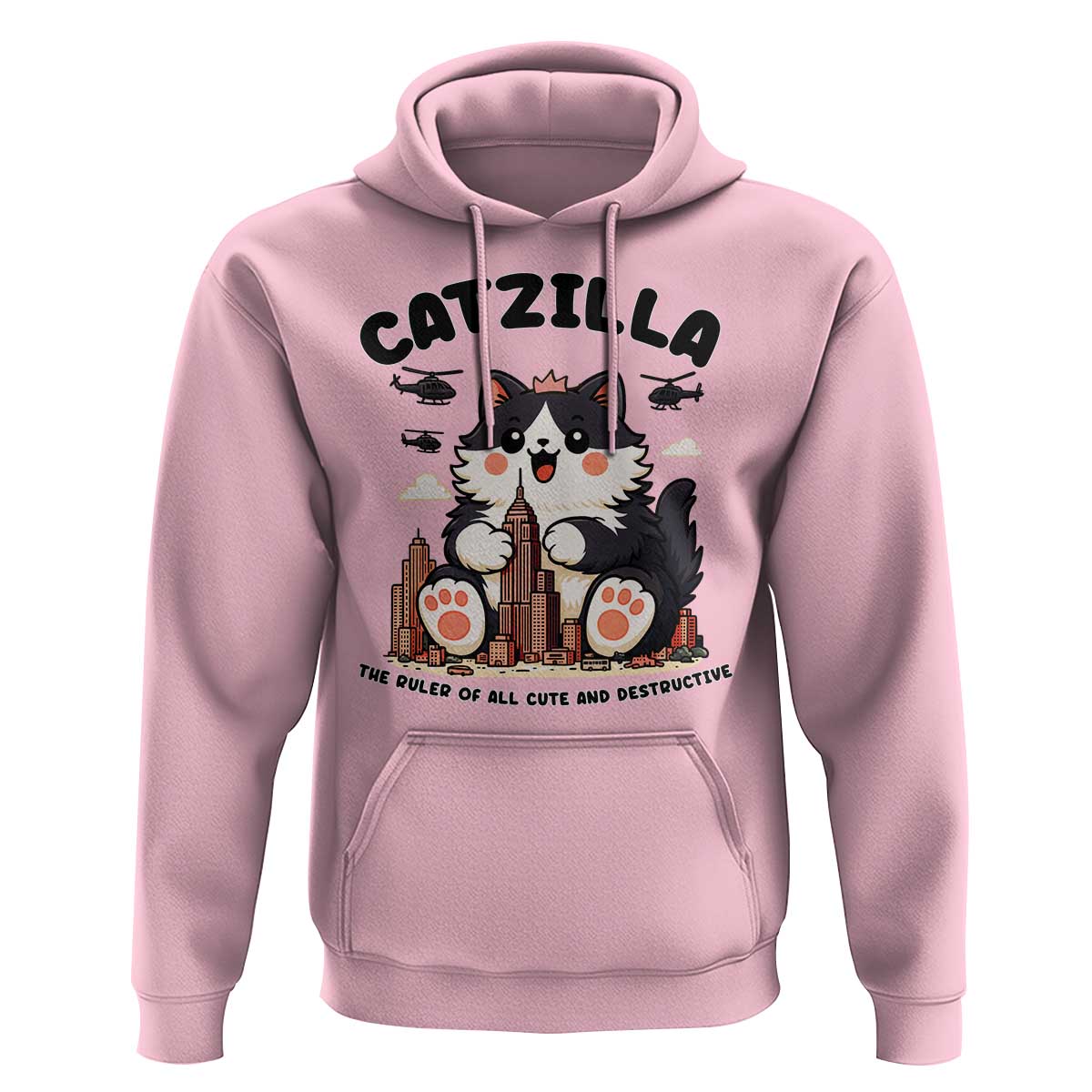 Cute Catzilla Hoodie The Ruler Of All Cute And Destructive Funny - Wonder Print Shop