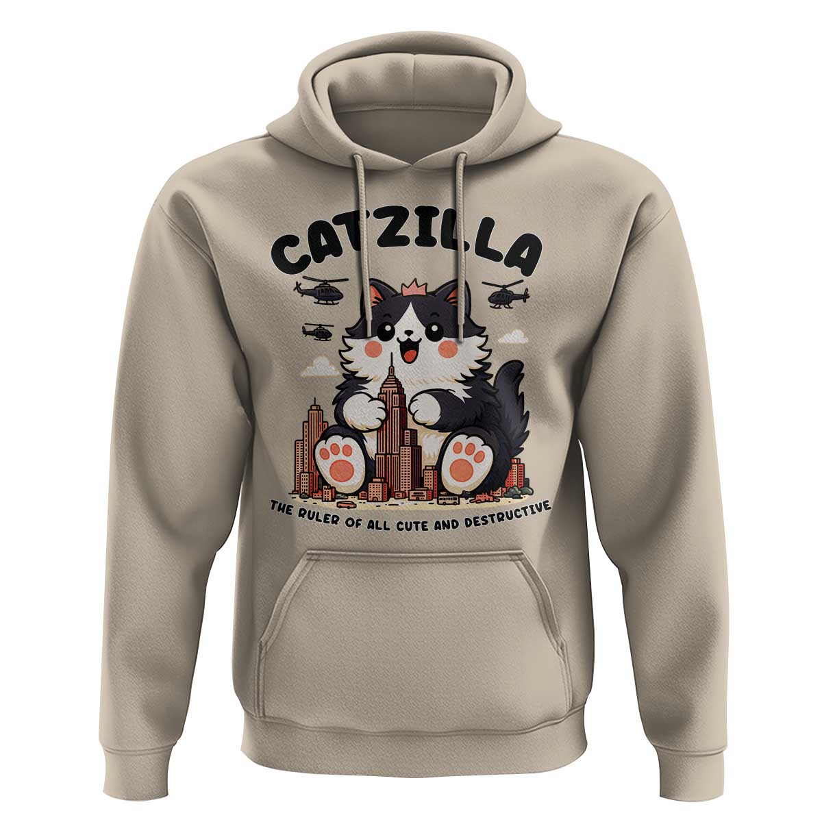 Cute Catzilla Hoodie The Ruler Of All Cute And Destructive Funny - Wonder Print Shop