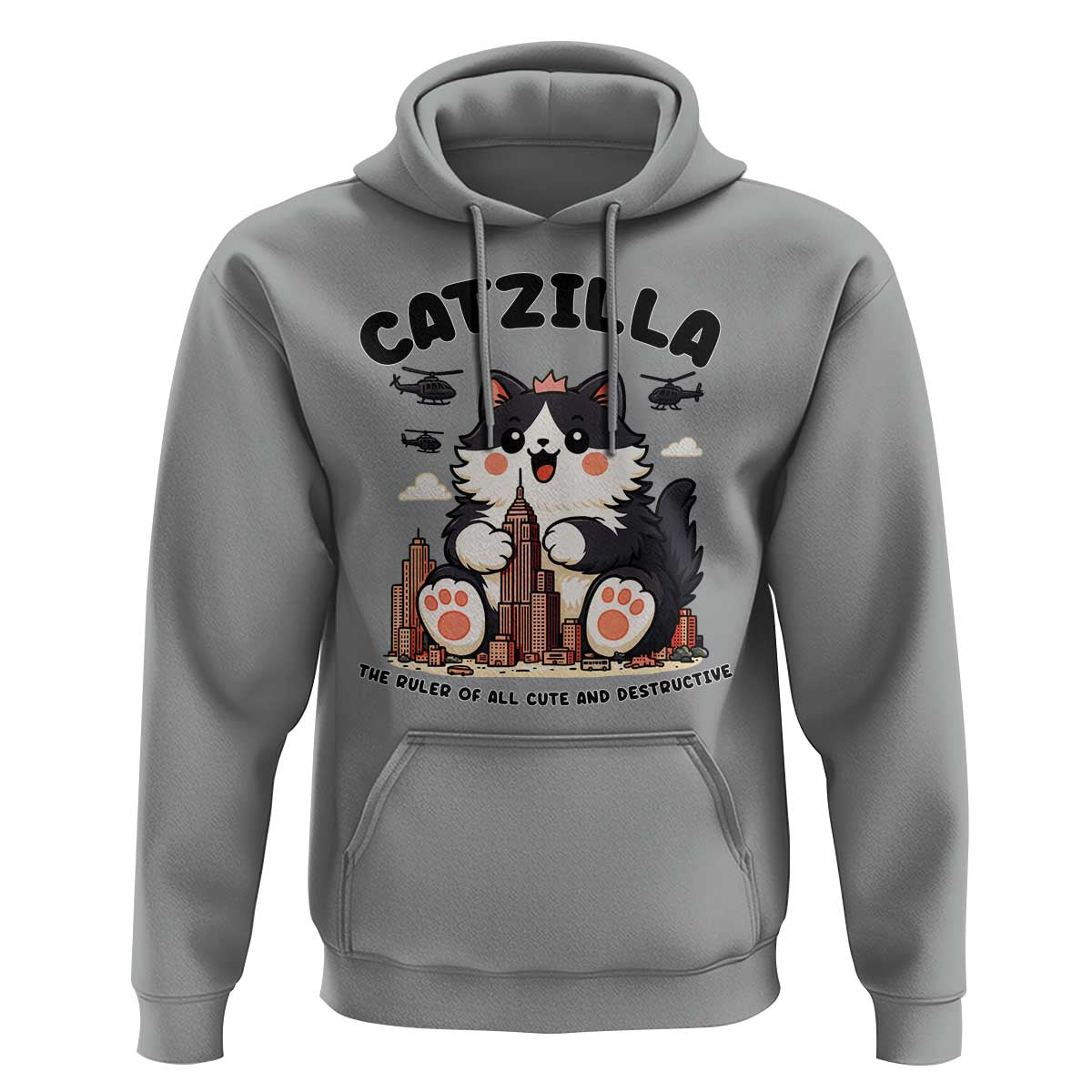 Cute Catzilla Hoodie The Ruler Of All Cute And Destructive Funny - Wonder Print Shop