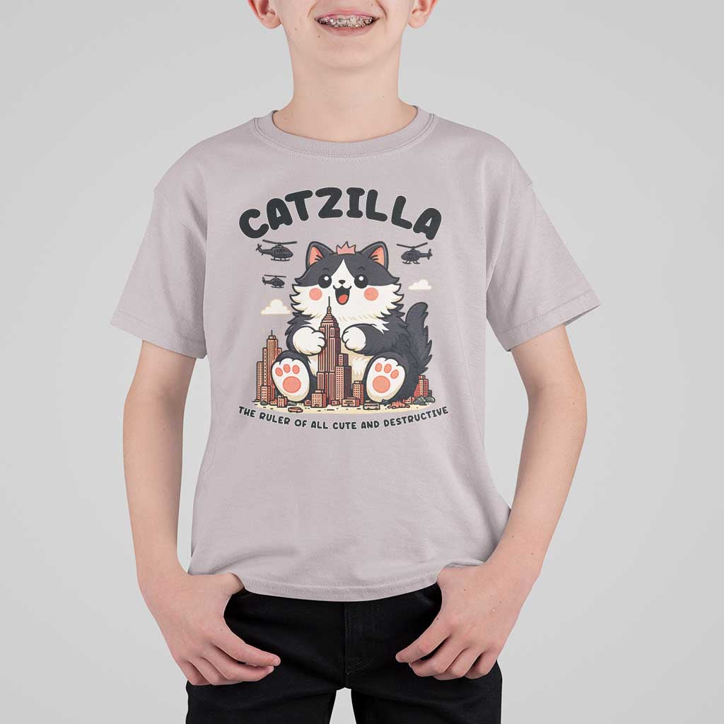 Cute Catzilla T Shirt For Kid The Ruler Of All Cute And Destructive Funny - Wonder Print Shop