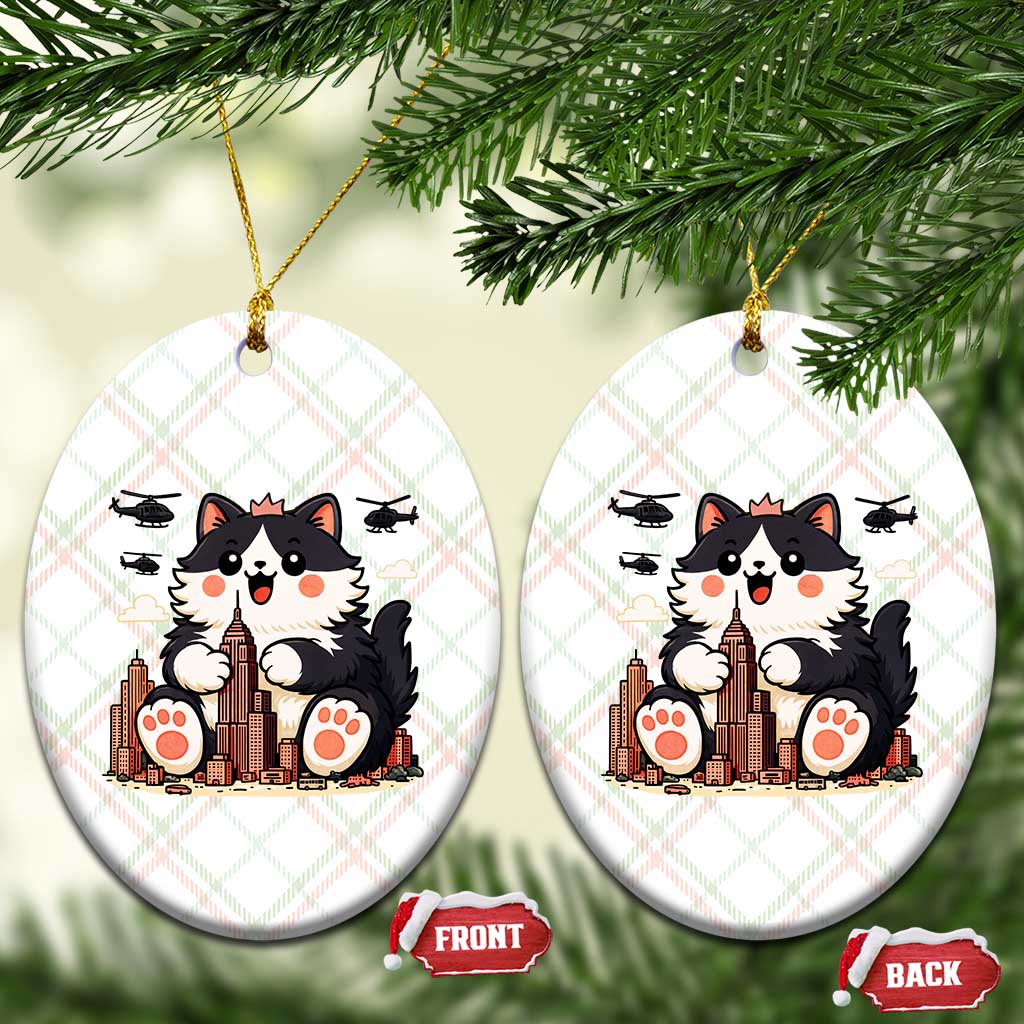 Cute Catzilla Ceramic Ornament The Ruler Of All Cute And Destructive Funny - Wonder Print Shop