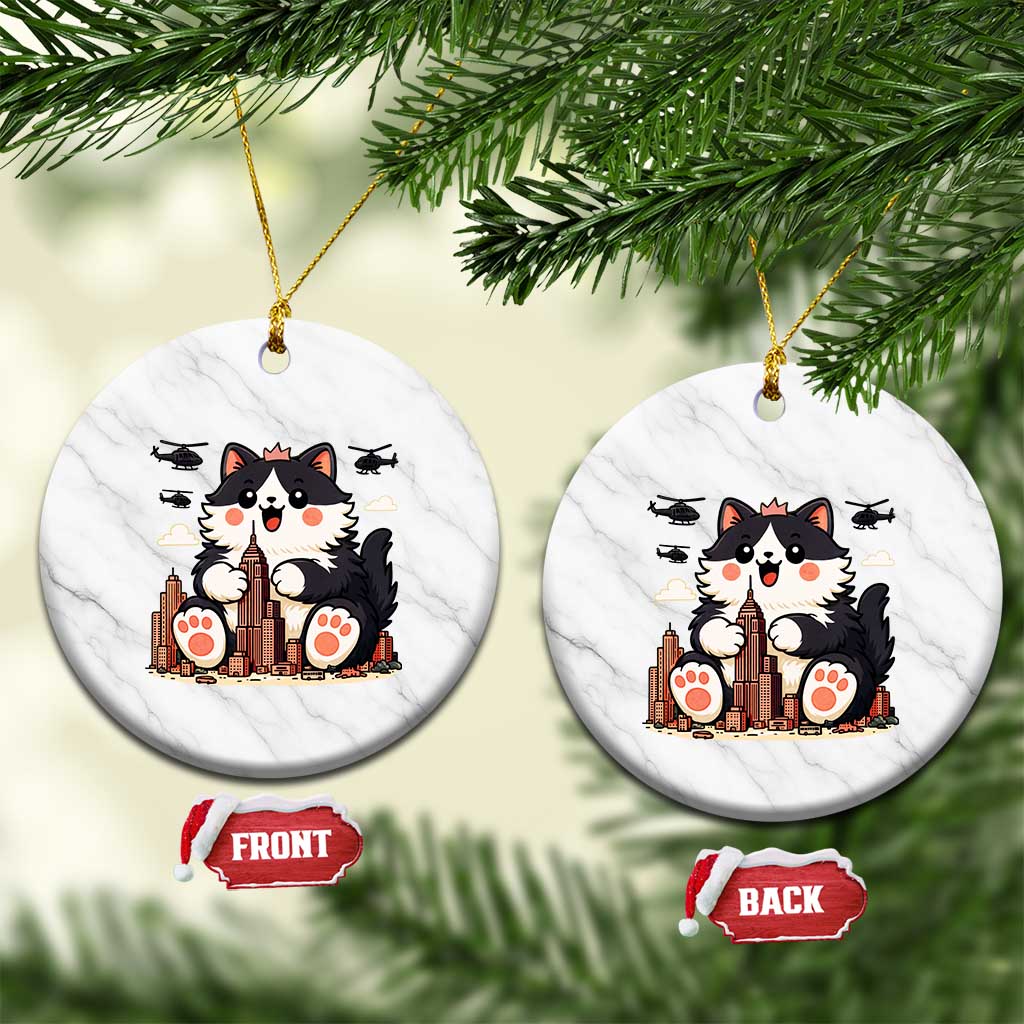 Cute Catzilla Ceramic Ornament The Ruler Of All Cute And Destructive Funny - Wonder Print Shop