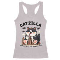 Cute Catzilla Racerback Tank Top The Ruler Of All Cute And Destructive Funny - Wonder Print Shop