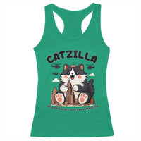 Cute Catzilla Racerback Tank Top The Ruler Of All Cute And Destructive Funny - Wonder Print Shop