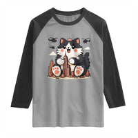 Cute Catzilla Raglan Shirt The Ruler Of All Cute And Destructive Funny - Wonder Print Shop