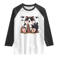 Cute Catzilla Raglan Shirt The Ruler Of All Cute And Destructive Funny - Wonder Print Shop