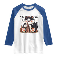 Cute Catzilla Raglan Shirt The Ruler Of All Cute And Destructive Funny - Wonder Print Shop