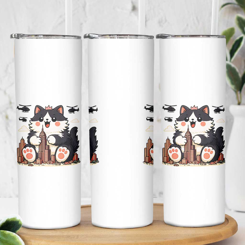 Cute Catzilla Skinny Tumbler The Ruler Of All Cute And Destructive Funny