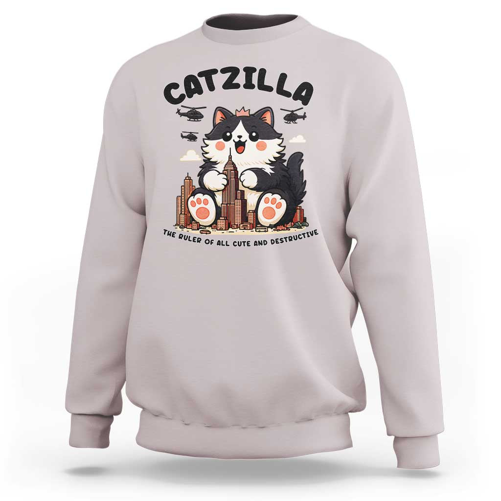Cute Catzilla Sweatshirt The Ruler Of All Cute And Destructive Funny - Wonder Print Shop