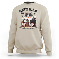 Cute Catzilla Sweatshirt The Ruler Of All Cute And Destructive Funny - Wonder Print Shop