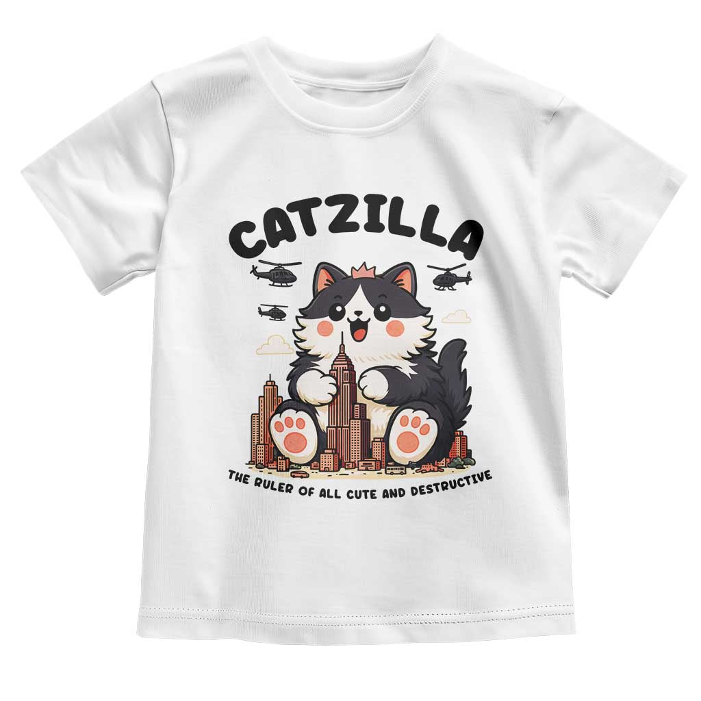Cute Catzilla Toddler T Shirt The Ruler Of All Cute And Destructive Funny - Wonder Print Shop