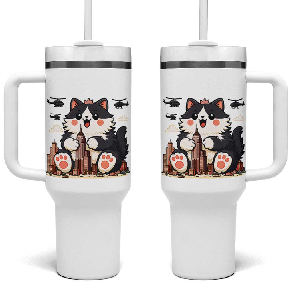 Cute Catzilla Tumbler With Handle The Ruler Of All Cute And Destructive Funny