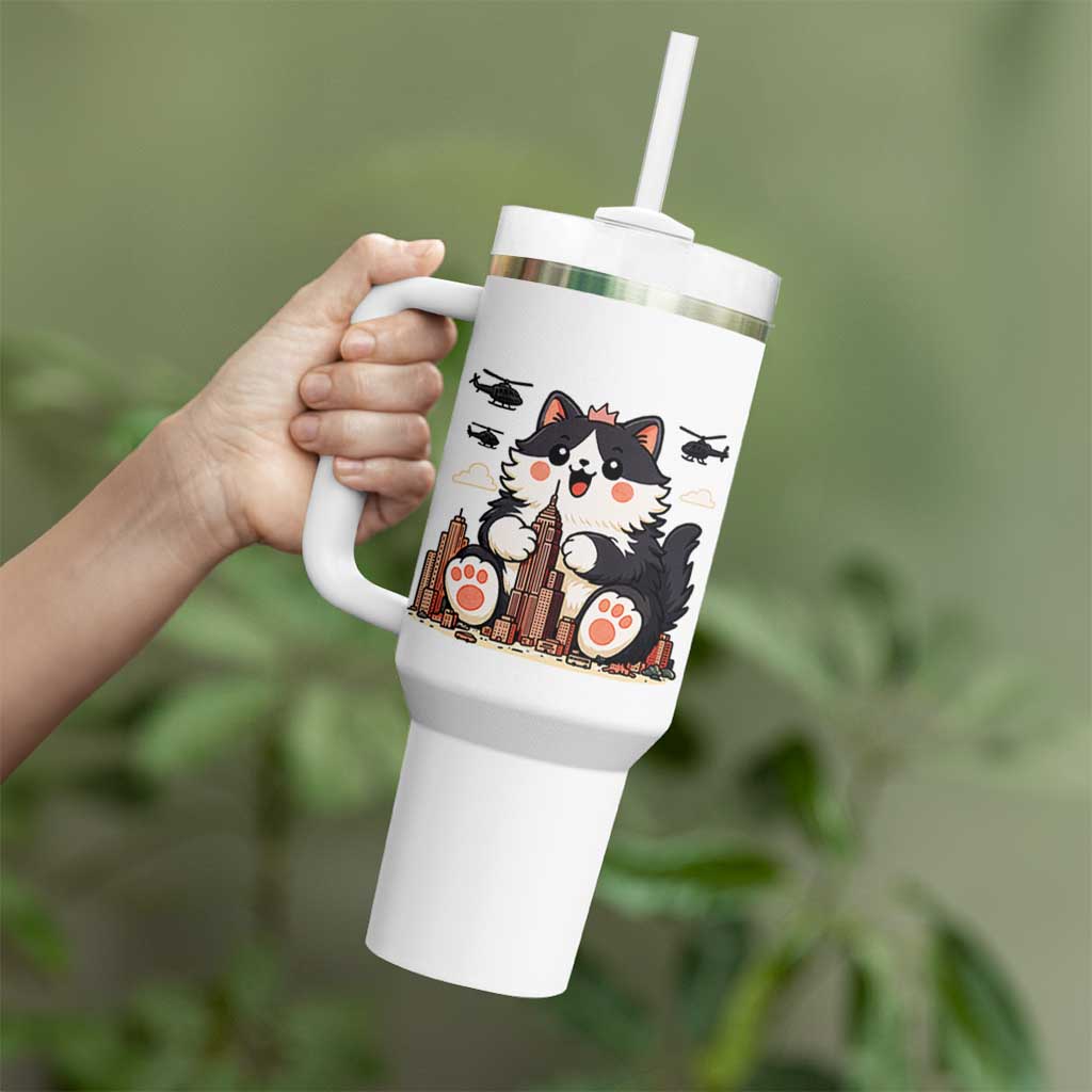 Cute Catzilla Tumbler With Handle The Ruler Of All Cute And Destructive Funny