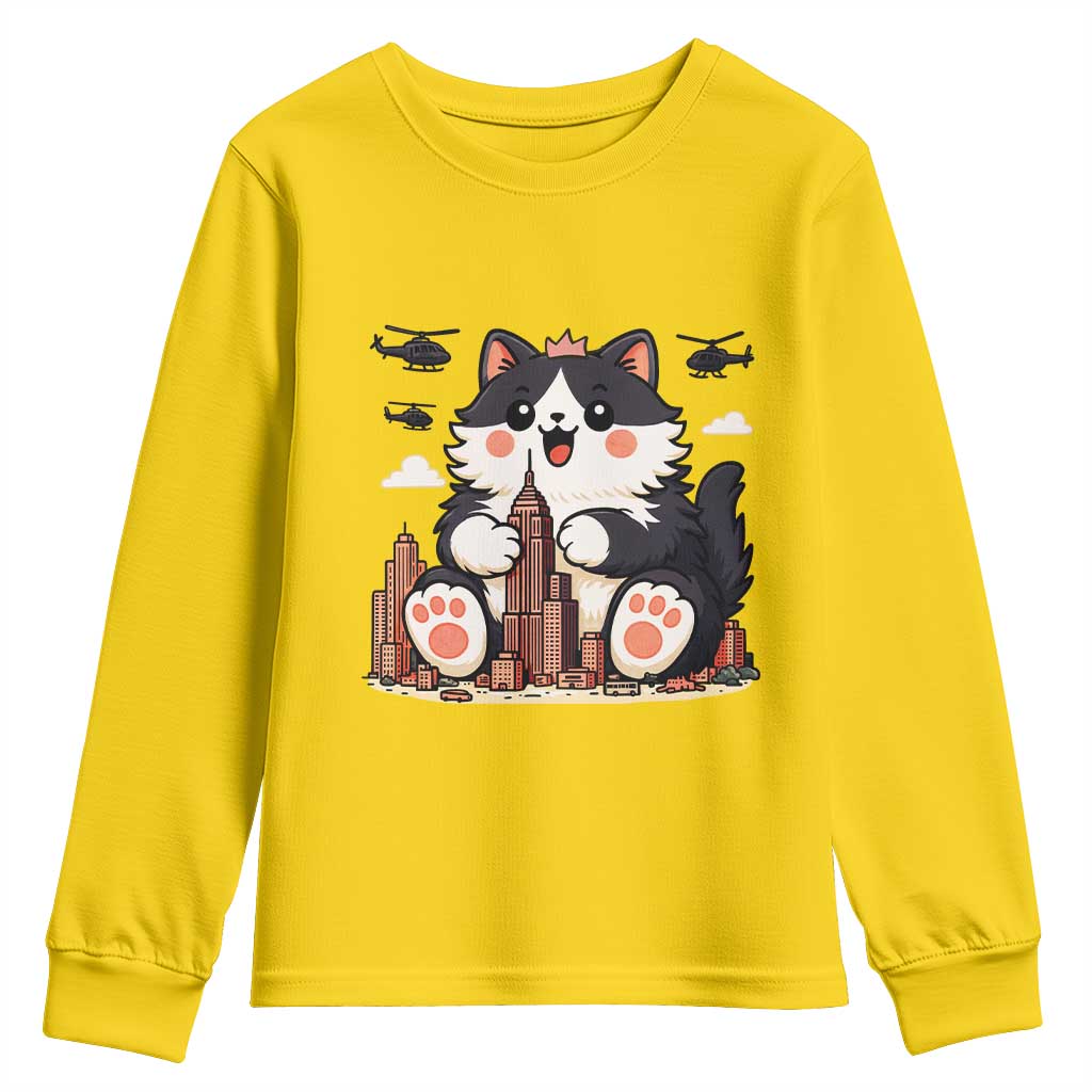 Cute Catzilla Youth Sweatshirt The Ruler Of All Cute And Destructive Funny - Wonder Print Shop