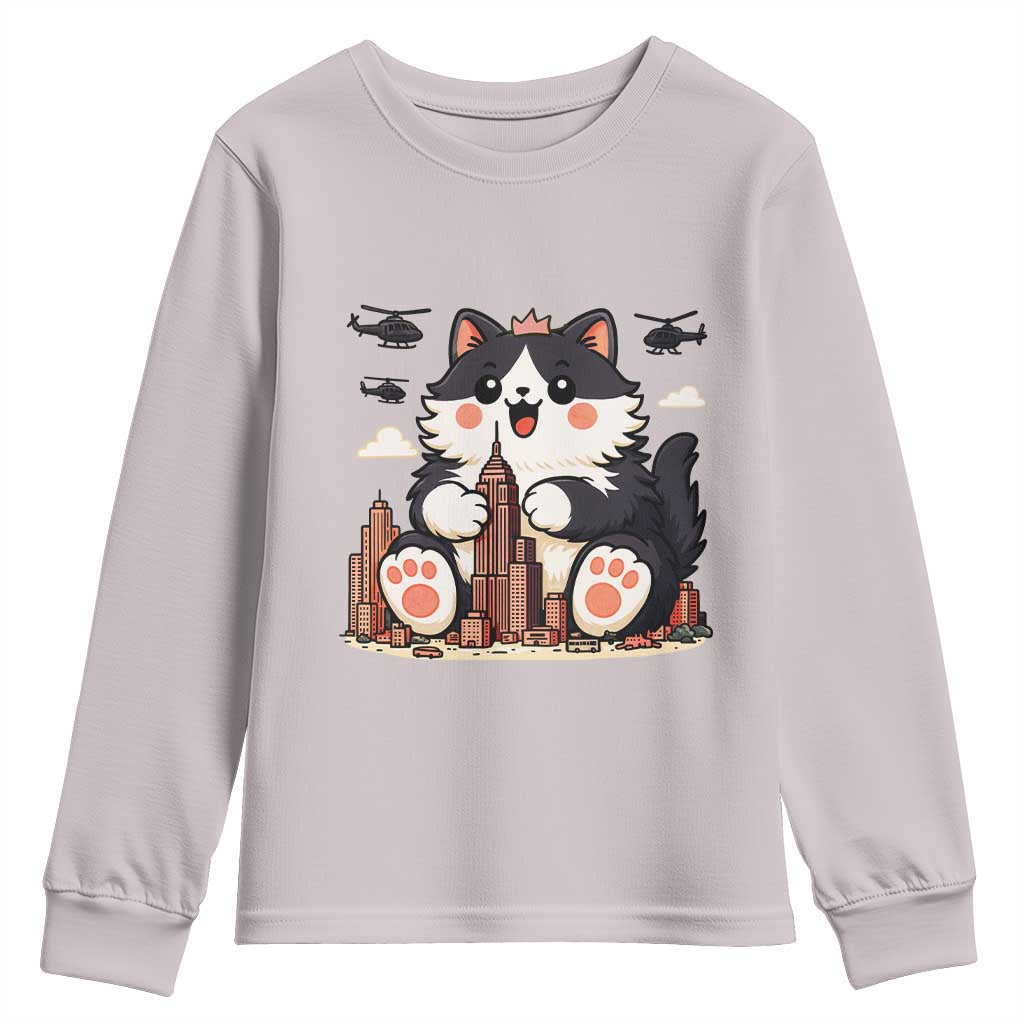 Cute Catzilla Youth Sweatshirt The Ruler Of All Cute And Destructive Funny - Wonder Print Shop