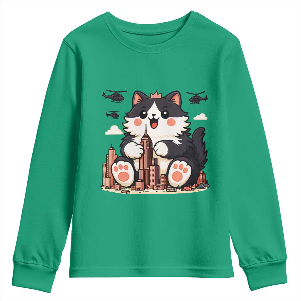 Cute Catzilla Youth Sweatshirt The Ruler Of All Cute And Destructive Funny - Wonder Print Shop