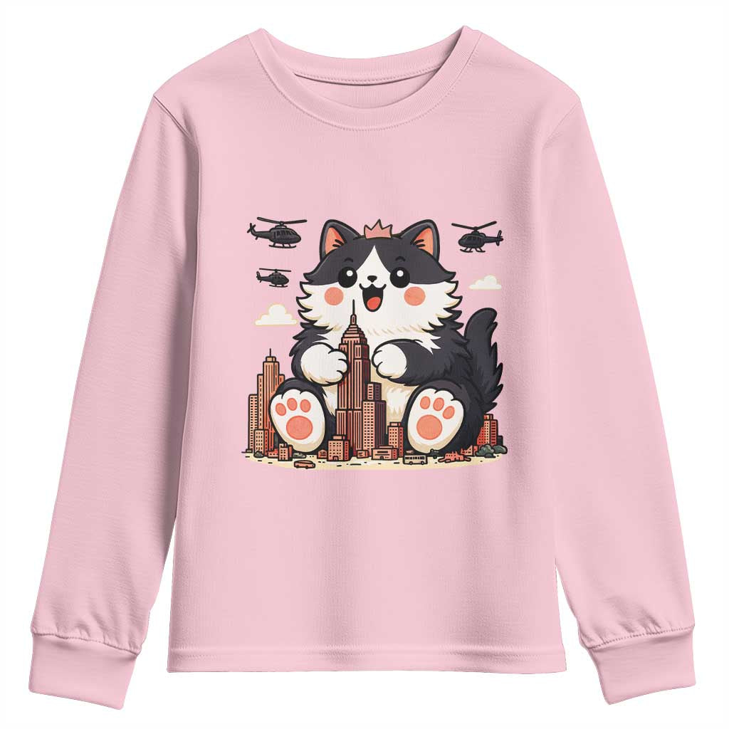 Cute Catzilla Youth Sweatshirt The Ruler Of All Cute And Destructive Funny - Wonder Print Shop