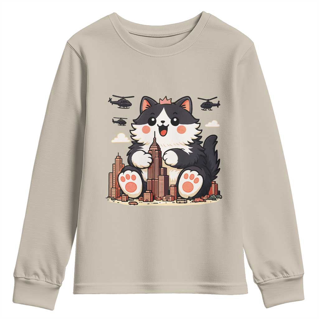 Cute Catzilla Youth Sweatshirt The Ruler Of All Cute And Destructive Funny - Wonder Print Shop