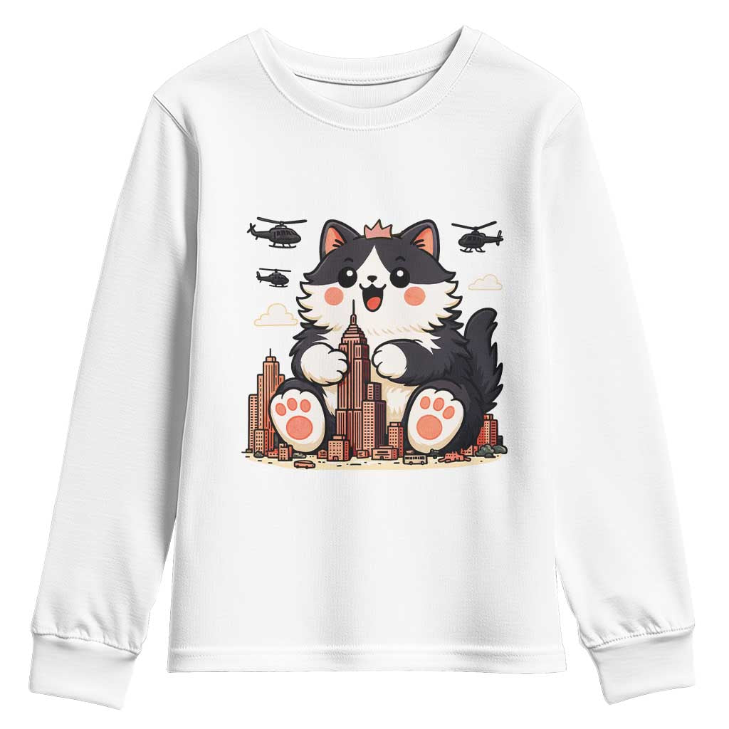 Cute Catzilla Youth Sweatshirt The Ruler Of All Cute And Destructive Funny - Wonder Print Shop