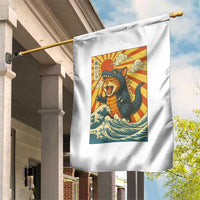 Catzilla Garden Flag Kawaii Cat Monster Japanese Sun Wave Art - Wonder Print Shop