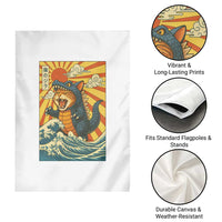 Catzilla Garden Flag Kawaii Cat Monster Japanese Sun Wave Art - Wonder Print Shop
