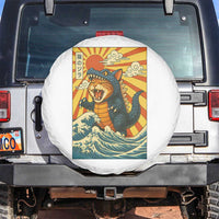 Catzilla Spare Tire Cover Kawaii Cat Monster Japanese Sun Wave Art - Wonder Print Shop