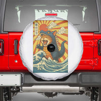 Catzilla Spare Tire Cover Kawaii Cat Monster Japanese Sun Wave Art - Wonder Print Shop