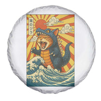 Catzilla Spare Tire Cover Kawaii Cat Monster Japanese Sun Wave Art - Wonder Print Shop