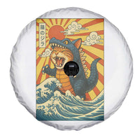 Catzilla Spare Tire Cover Kawaii Cat Monster Japanese Sun Wave Art - Wonder Print Shop