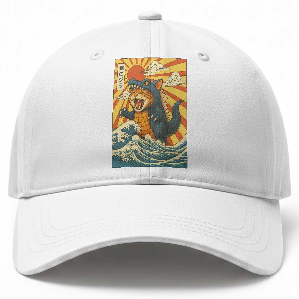 Kawaii Cat Monster Japanese Sun Wave Art Baseball Cap