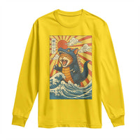 Catzilla Long Sleeve Shirt Kawaii Cat Monster Japanese Sun Wave Art - Wonder Print Shop