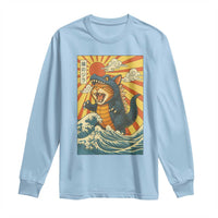 Catzilla Long Sleeve Shirt Kawaii Cat Monster Japanese Sun Wave Art - Wonder Print Shop