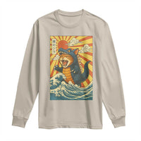 Catzilla Long Sleeve Shirt Kawaii Cat Monster Japanese Sun Wave Art - Wonder Print Shop