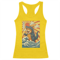 Catzilla Racerback Tank Top Kawaii Cat Monster Japanese Sun Wave Art - Wonder Print Shop