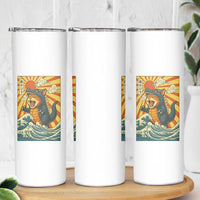 Catzilla Skinny Tumbler Kawaii Cat Monster Japanese Sun Wave Art