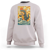 Catzilla Sweatshirt Kawaii Cat Monster Japanese Sun Wave Art - Wonder Print Shop