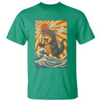Catzilla T Shirt Kawaii Cat Monster Japanese Sun Wave Art - Wonder Print Shop
