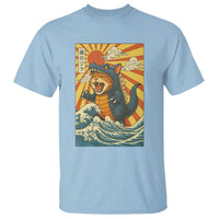Catzilla T Shirt Kawaii Cat Monster Japanese Sun Wave Art - Wonder Print Shop