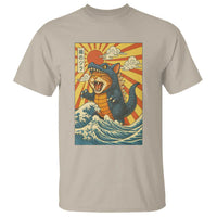 Catzilla T Shirt Kawaii Cat Monster Japanese Sun Wave Art - Wonder Print Shop