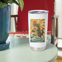 Catzilla Tumbler Cup Kawaii Cat Monster Japanese Sun Wave Art