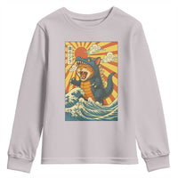 Catzilla Youth Sweatshirt Kawaii Cat Monster Japanese Sun Wave Art - Wonder Print Shop