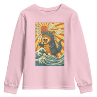 Catzilla Youth Sweatshirt Kawaii Cat Monster Japanese Sun Wave Art - Wonder Print Shop