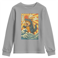 Catzilla Youth Sweatshirt Kawaii Cat Monster Japanese Sun Wave Art - Wonder Print Shop